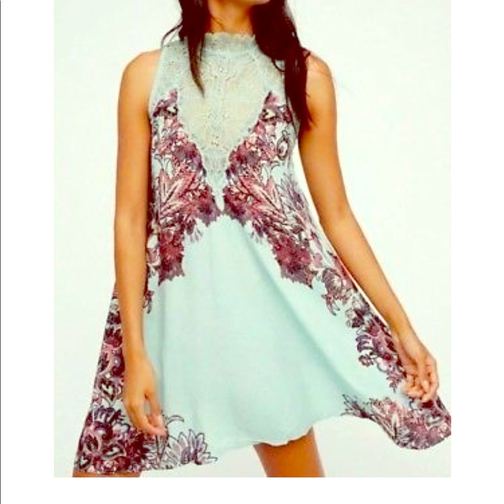 Free people printed slip dress